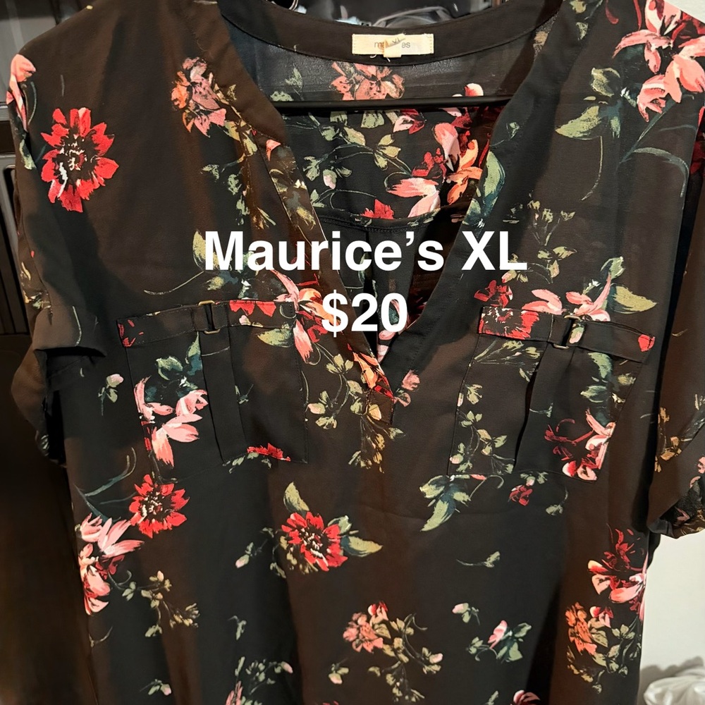 Maurices Black Floral Blouse